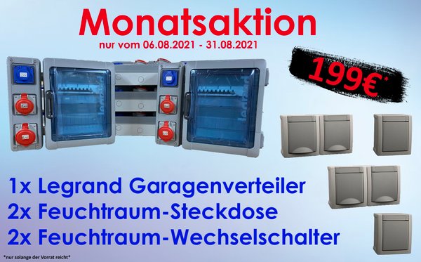 ***August - MONATSAKTION*** Legrand Garagenverteiler 2-reihig IP65 Aufputz Feuchtraum-Verteiler + Gratiszugabe